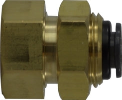 860806C Midland DOT Push-In Fitting - Female Bulkhead Connector - 1/2" Tube OD x 3/8-18 Female NPT - Brass / Composite