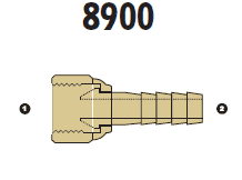 8900-08-08 Adaptall Brass -08 Female BSPP Swivel x -08 Push-on Hose Barb