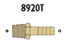 8920T-12-08 Adaptall Brass -12 Male BSPT x -08 Push-on Hose Barb