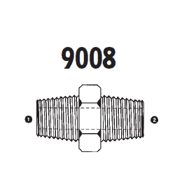 9008-02-04 Adaptall Carbon Steel -02 Male BSPT x -04 Male NPT Adapter