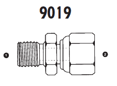 9019-10-L15-22 Adaptall Carbon Steel -10 Male BSPP x L15 Female Metric Swivel Adapter