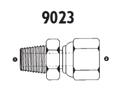 9023-06-08 Adaptall Carbon Steel -06 Male NPT x -08 Female BSPP Swivel Adapter