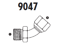 9047-04-04 Adaptall Carbon Steel -04 45 deg. Male BSPP x -04 Female BSPP Swivel Elbow 