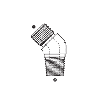 9054-04-04 Adaptall Carbon Steel 45 deg. -04 Male BSPP x -04 Male BSPT Elbow
