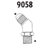 9058-10-08 Adaptall Carbon Steel 45 deg. -10 Male JIC x -08 Male BSPP Adj. Elbow