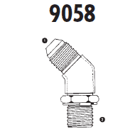 9058-12-12 Adaptall Carbon Steel 45 deg. -12 Male JIC x -12 Male BSPP Adj. Elbow