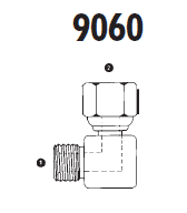 9060-02-02 Adaptall Carbon Steel 90 deg. -02 Male BSPP x -02 Female BSPP Swivel Elbow