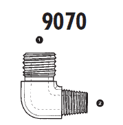 9070-12-12 Adaptall Carbon Steel 90 deg. -12 Male BSPP x -12 Male NPT Elbow