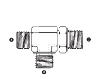 9078-02-02-04 Adaptall Carbon Steel -02 Male BSPP x -02 Male BSPP x -04 Male SAE O-Ring Boss Run Tee
