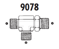 9078-06-06-08 Adaptall Carbon Steel -06 Male BSPP x -06 Male BSPP x -08 Male SAE O-Ring Boss Run Tee