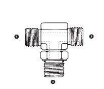 9079-06-06-08 Adaptall Carbon Steel -06 Male BSPP x -06 Male BSPP x -08 Male SAE O-Ring Boss Branch Tee
