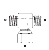 9087-04-04-04 Adaptall Carbon Steel -04 Male BSPP x -04 Male BSPP x -04 Female BSPP Swivel Branch Tee