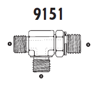 9151-06-06-04 Adaptall Carbon Steel -06 Male BSPP x -06 Male BSPP x -04 Male BSPP Adj. Run Tee