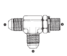 9158-12-12-12 Adaptall Carbon Steel -12 Male JIC x -12 Male JIC x -12 Male BSPP Adj. Run Tee