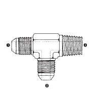 9163-06-06-04 Adaptall Carbon Steel -06 Male JIC x -06 Male JIC x -04 Male BSPT Run Tee