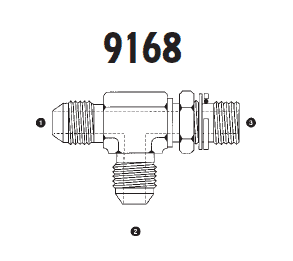 9168-10-10-22 Adaptall Carbon Steel -10 Male JIC x -10 Male JIC x 22mm Male Metric Adj. Run Tee