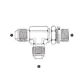 9168-08-08-16 Adaptall Carbon Steel -08 Male JIC x -08 Male JIC x 16mm Male Metric Adj. Run Tee