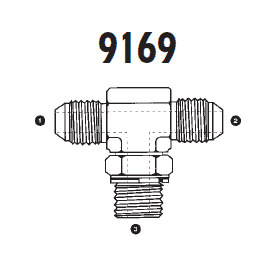 9169-04-04-10 Adaptall Carbon Steel -04 Male JIC x -04 Male JIC x 10mm Male Metric Adj. Branch Tee