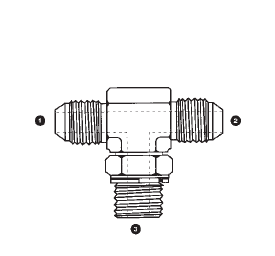 9169-04-04-12 Adaptall Carbon Steel -04 Male JIC x -04 Male JIC x 12mm Male Metric Adj. Branch Tee
