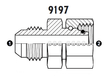 9197-06-L10-16 Adaptall Carbon Steel -06 Braze Male JIC x L10 Metric Female DIN/DKO (Swivel)