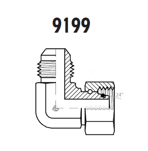 9199-20-S30-42 Adaptall Carbon Steel 90 deg. -20 Male JIC x S30 Female Metric DIN/DKO (Swivel) Elbow