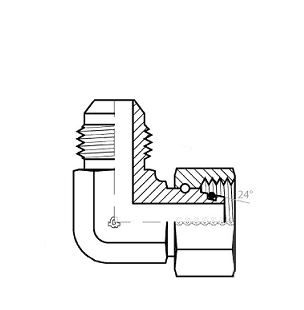 9199-06-L08-14 Adaptall Carbon Steel 90 deg. -06 Male JIC x L08 Female Metric DIN/DKO (Swivel) Elbow