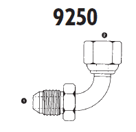 9250-10-10 Adaptall Carbon Steel 90 deg. -10 Male JIC x -10 Female BSPP Swivel Elbow