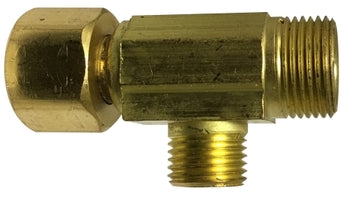 700073-060606 Midland Lead Free Compression Fitting - Dishwasher Tee - 3/8" Male Compression x 3/8" Female Compression x 3/8" Male Compression - Brass