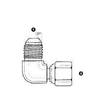 9392-22-22 Adaptall Carbon Steel 90° 22mm Male Komatsu x 22mm Female Komatsu Swivel Elbow