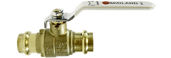 940406LF Midland Lead Free Copper Press Ball Valve - 1-1/4" Press End x 1-1/4" Press End - Brass