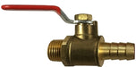 944132 (944-132) Midland Forged Mini Ball Valve - 1/4" Hose Barb x 1/8" Male Pipe - Brass