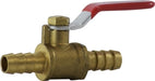 944142LF (944-142LF) Midland Lead Free Hose Barb Fitting - Mini Ball Valve - 1/4" Hose ID x 1/4" Hose ID - Brass