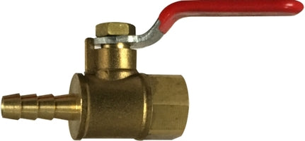 944136 (944-136) Midland Forged Mini Ball Valve - 1/4" Hose Barb x 1/4" Female Pipe - Brass