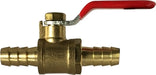 944142 (944-142) Midland Forged Mini Ball Valve - 1/4" Hose Barb x 1/4" Hose Barb - Brass