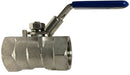 949106 (949-106) Midland Standard Port One-Piece Ball Valve - 1000 PSI - Locking Handle - 1-1/4" Female NPT x 1-1/4" Female NPT - 316 Stainless Steel