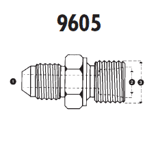 9605-06-L10-16 Adaptall Carbon Steel -06 Male JIC x L10 Male Metric Dual Purpose Adapter