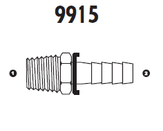 9915-08-08 Adaptall Carbon Steel -08 Male BSPT x -08 Push-on Hose Barb 