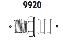 9920-06-06 Adaptall Carbon Steel -06 Male BSPP x -06 Push-on Hose Barb 