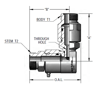 9DP8MFS10XMFS10-NI-V by Super Swivel | DP7623-NI-V | Dual Plane Swivel | 1-14 Male Face Seal MFS x 1-14 Male Face Seal MFS | 0.297" Through Hole | 90° Elbow | Electroless Nickel | Viton Seal