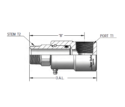 9SS24MP150XFP150-Ni-V by Super Swivel | 5163-Ni-V | 1-1/2-11-1/2 Male Pipe NPTF x 1-1/2-11-1/2 Female Pipe NPTF | 1.312" Through Hole | 90° Elbow | Electroless Nickel | Viton Seal