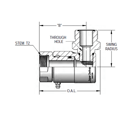 9SS8FFS10XMFS10-Z-V by Super Swivel | 7720-Z-V | 1-14 Female Face Seal FFS x 1-14 Male Face Seal MFS | 0.297" Through Hole | 90° Elbow | Zinc | Viton Seal