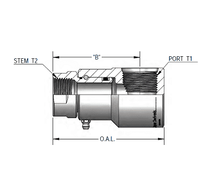 9SS8FP50XFO8-Ni-AL by Super Swivel | 5424-Ni-AL | 1/2-14 Female Pipe NPTF x 3/4-16 Female O-Ring ORB | 0.530" Through Hole | 90° Elbow | Electroless Nickel | AFLAS Seal