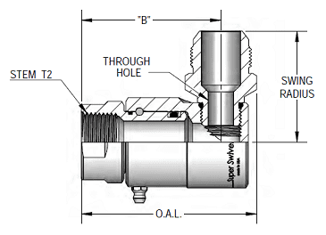 9SS8FP50XMJ10-Z-V by Super Swivel | 6730-Z-V | 1/2-14 Female Pipe NPTF x 7/8-14 Male 37° JIC | 0.297" Through Hole | 90° Elbow | Zinc | Viton Seal