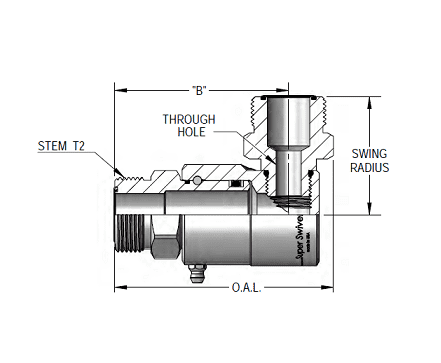 9SS20MFS20XMFS20-NI-ETP by Super Swivel | 7655-NI-ETP | 1-11/16-16 Male Face Seal MFS x 1-11/16-16 Male Face Seal MFS | 0.718" Through Hole | 90° Elbow | Electroless Nickel | Extreme Viton® Seal