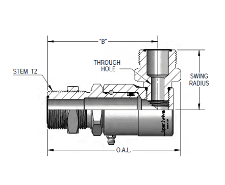 9SS12MFSB12XMFS12-Z-AL by Super Swivel | 7831-Z-AL | 1-3/16-12 Male Face Seal Bulkhead MFSB x 1-3/16-12 Male Face Seal MFS | 0.378" Through Hole | 90° Elbow | Zinc | AFLAS Seal