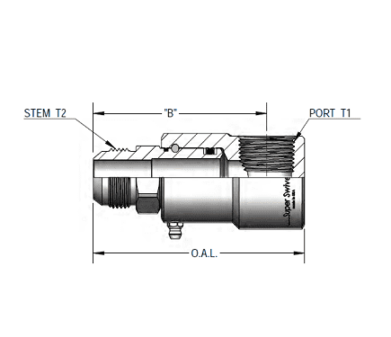 9SS12MJ12XFP75-Z-V by Super Swivel | 5840-Z-V | 1-1/16-12 Male 37° JIC x 3/4-14 Female Pipe NPTF | 0.609" Through Hole | 90° Elbow | Zinc | Viton Seal