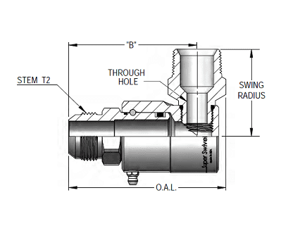 9SS8MJ8XMP50-Z-V by Super Swivel | 7420-Z-V | 3/4-16 Male 37° JIC x 1/2-14 Male Pipe NPTF | 0.297" Through Hole | 90° Elbow | Zinc | Viton Seal