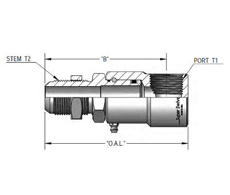 9SS8MJB8XFP38-Z-V by Super Swivel | 6110-Z-V | 3/4-16 Male 37° JIC Bulkhead x 3/8-18 Female Pipe NPTF | 0.406" Through Hole | 90° Elbow | Zinc | Viton Seal