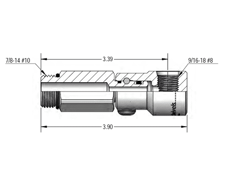 9SS4MO10XFO6-Z-V-001 by Super Swivel | 5770-Z-V-001 | Wheel Motor Swivel | 90° Elbow | Zinc | Viton Seal
