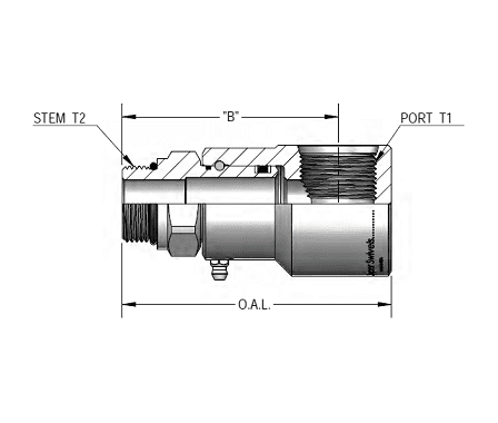 9SS8MO10XFO8-Ni-V by Super Swivel | 5723-Ni-V | 7/8-14 Male O-Ring ORB x 3/4-16 Female O-Ring ORB | 0.484" Through Hole | 90° Elbow | Electroless Nickel | Viton Seal